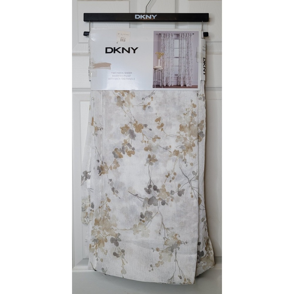 DKNY Two 108" Sheer Inverted Pleat w/ Back Tab Panels Wallflower Sheer Curtains
